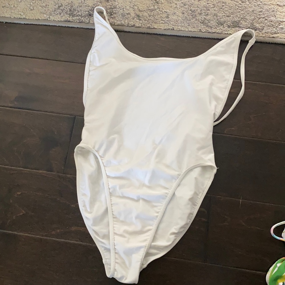 White open back American apparel swim suit